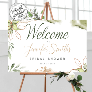 greenery bridal shower welcome sign eucalyptus