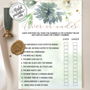 Greenery Succulent Bridal Shower Games