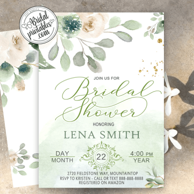 Greenery Succulent Bridal Shower Invitations – D103 - Bridal Printables