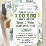 I Do BBQ Couples Shower Invitations, Greenery Succulent Mason Jar