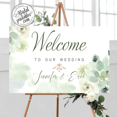 Greenery Wedding Welcome Sign – D101 - Bridal Printables