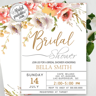 Pampas Grass Boho Bridal Shower Invites – D300 - Bridal Printables