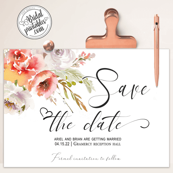 Rustic Wood Floral Pink Wedding Save The Date – D120 - Bridal Printables