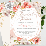 rose gold geometric Floral Bridal Shower Invitations