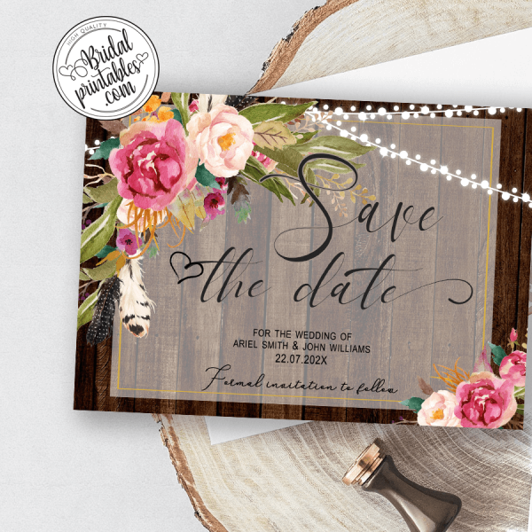 Rustic Wood Mason Jar I Do BBQ Invitations – D120 - Bridal Printables