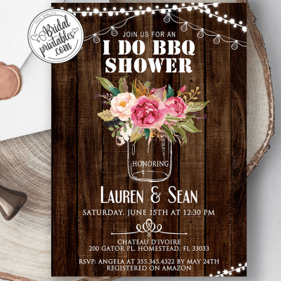 Rustic Wood Mason Jar Bridal Shower Games – D120 - Bridal Printables