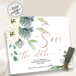 Greenery Succulent Wedding Save The Date cards