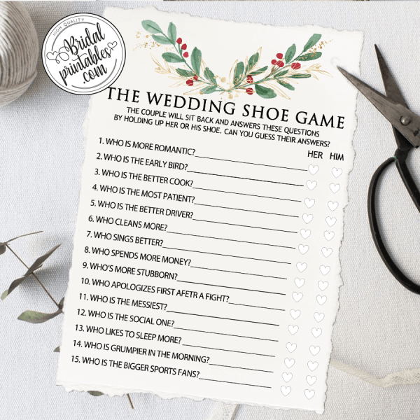 Mistletoe Winter Bridal Shower Invites – D220 - Bridal Printables