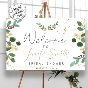 mistletoe winter bridal shower welcome sign holiday chirstmas ideas