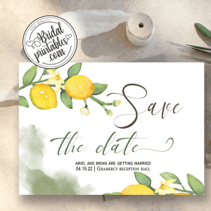 lemon wedding save the date cards
