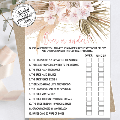 Pampas Grass Boho Bridal Shower Invites – D300 - Bridal Printables