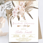 Pampas Grass Boho Bridal Shower Invites bohemian style ideas