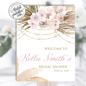 Pampas Grass Boho Bridal Shower welcome sign bohemian style wedding ideas