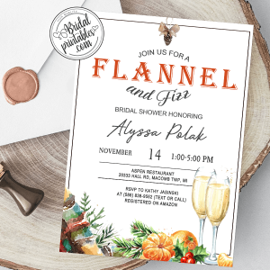 flannel and fizz bridal shower invitations mandarins winter holiday theme