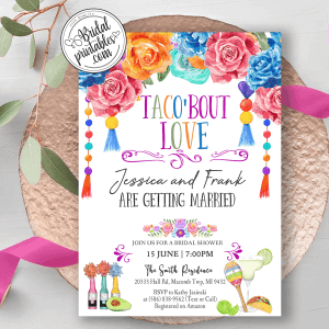 Taco Bout Love Invitations, Colorful floral