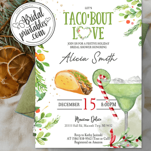 Taco Bout Love Bridal Shower Invitations, Christmas Margarita