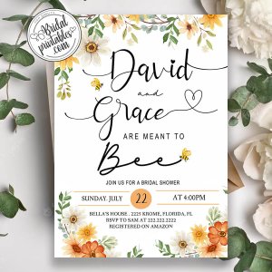 Bee themed shower invitation, bride to bee