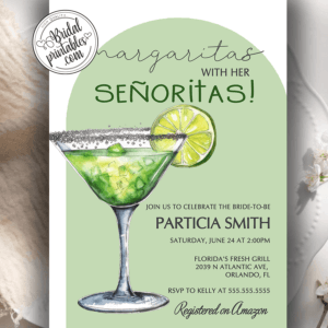Lime Margarita Bridal Shower Invitations brunch and drinks