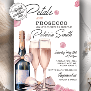 Pink Petals and Prosecco Bridal Shower Invitations