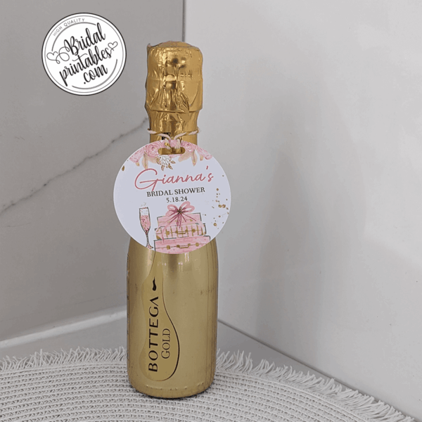 Gold And Pink Floral Traveling From Miss to Mrs. Bridal Shower favor Tags