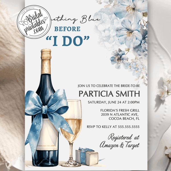 Something Blue Before I Do Bridal Shower Invitations