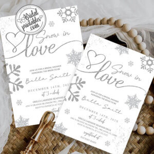 Snowflakes silver wedding invite