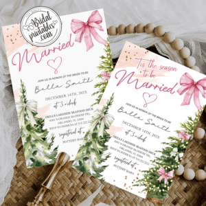 Coquette Pink Tis The Season To Be Married Invitation