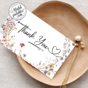 Dainty Wildflowers Bridal Shower thank you cards boho delicate blooms