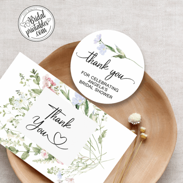 minimalist bobo wildflowers bridal shower toppers tags