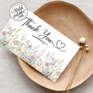 bridal boho wildflower thank you cards