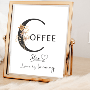 modern-floral-bridal-Shower-Sign- Coffee-Bar