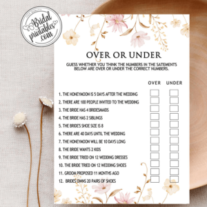 Beige and pink Floral-Bridal-Shower-Game