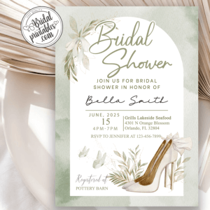 Green Eucalyptus Aesthetic Bridal Shower Invite