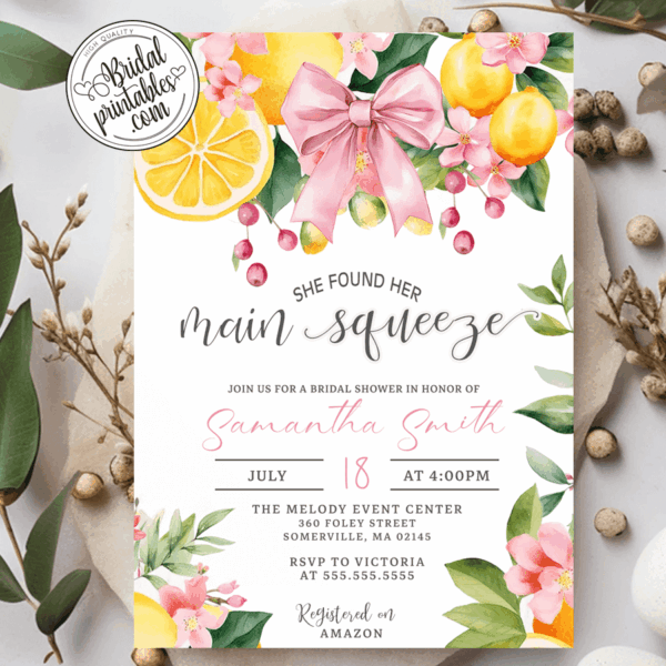 Coquette Pink Main Squeeze Bridal Shower Invite-P